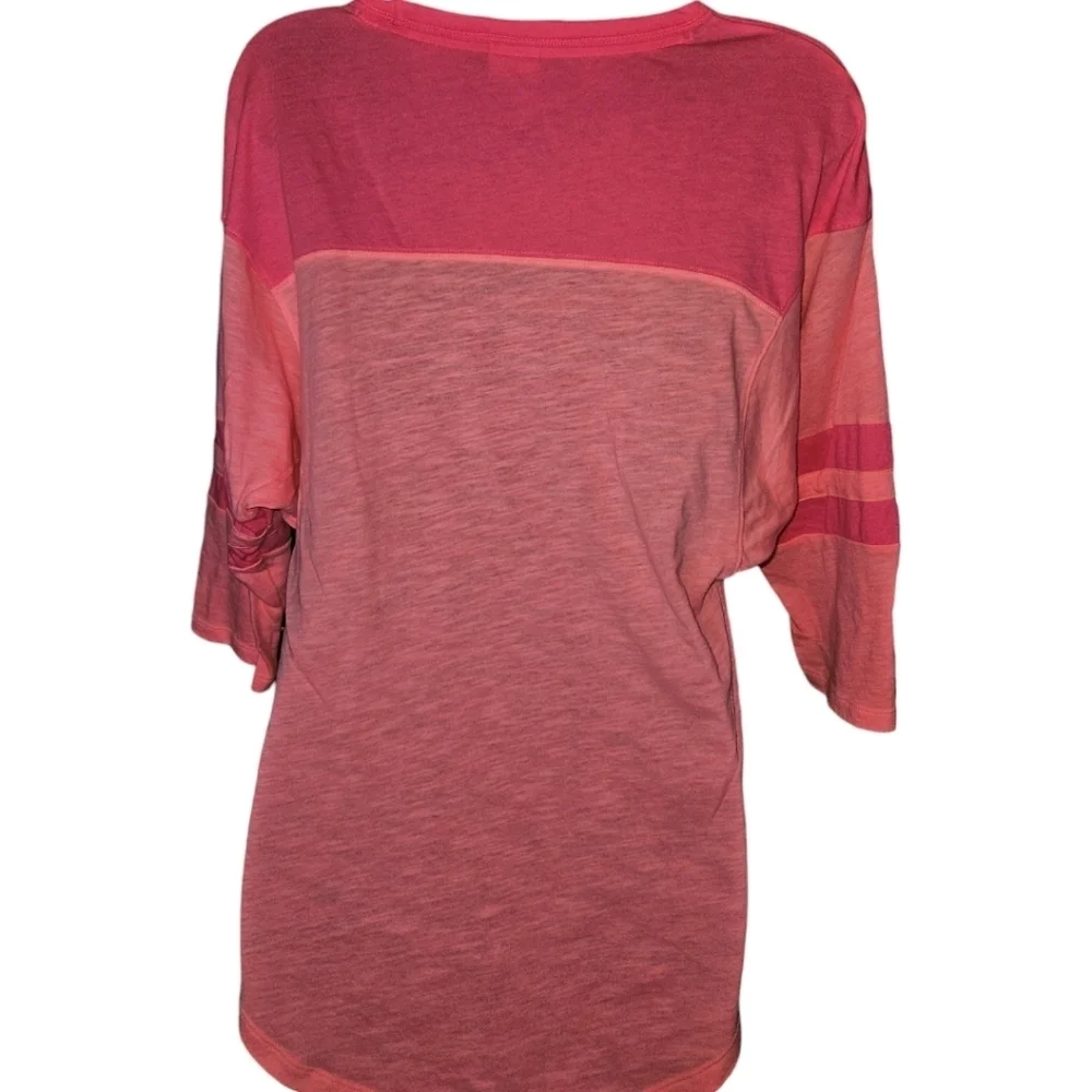 Pink Victoria's Secret Neon Two-Tone 3/4 Sleeve Top